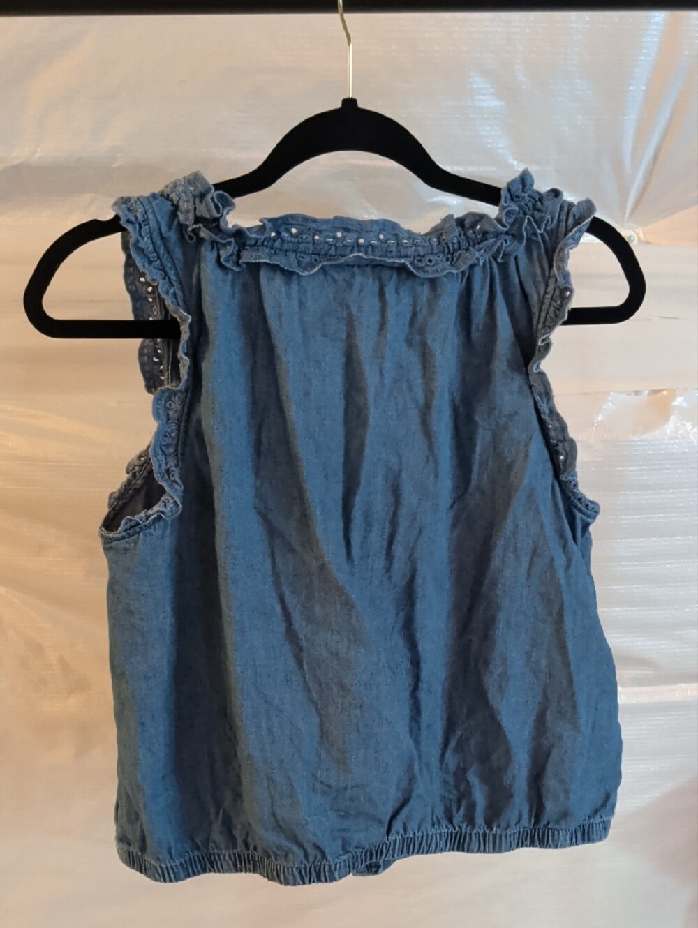Chambray Ruffle Button-Front Camisole - Light Blue - Picture 3 of 4